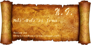 Nádházi Irma névjegykártya